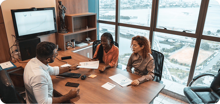 Professionals discussing documents
